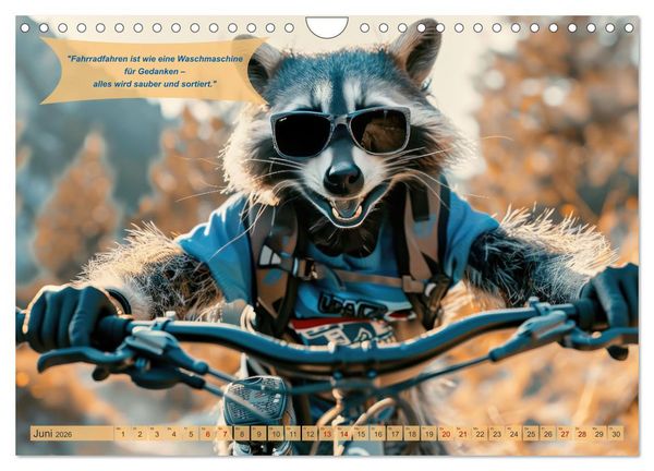 Produktbild: Der tierisch lustige Fahrradkalender (Wandkalender 2026 DIN A4 quer), CALVENDO Monatskalender