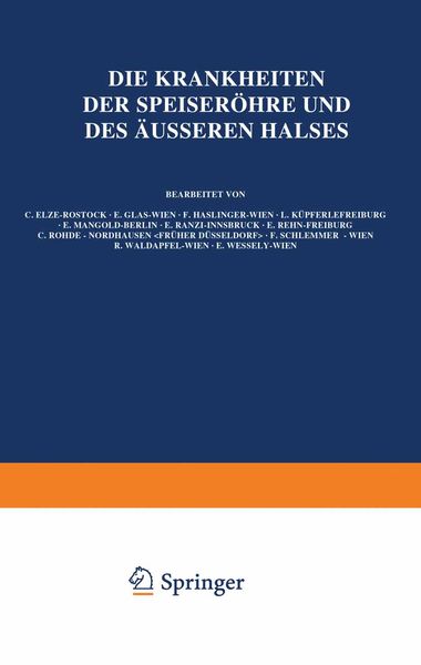 Produktbild: Die Krankheiten der Speiser&ouml;hre und des &Auml;usseren Halses