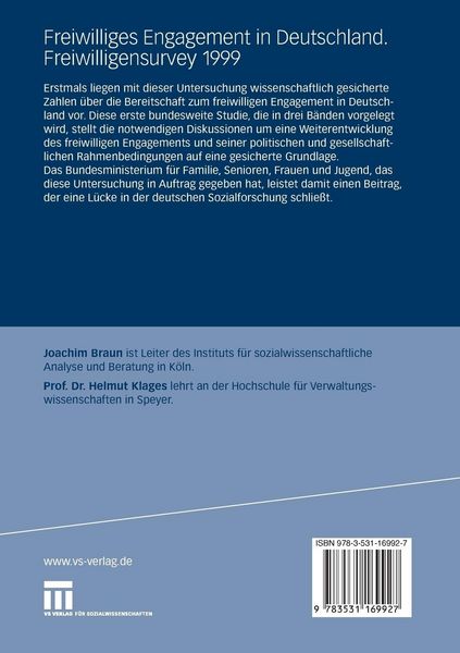 Produktbild: Freiwilliges Engagement in Deutschland.Freiwilligensurvey 1999
