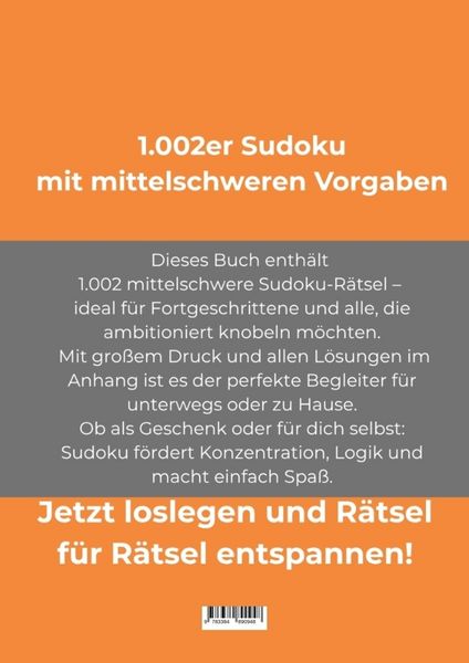 Produktbild: 1.002er Sudoku mittelschwer