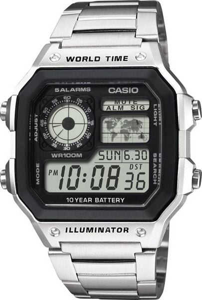 Casio Quarz Armbanduhr AE-1200WHD-1AVEF (B x H x T) 42.1 x 45 x 12.5 mm Gehäusematerial=Harz Material (Armband)=Edelstahl