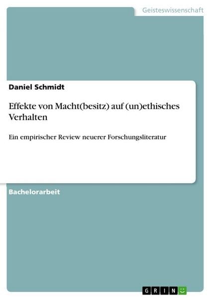 Produktbild: Effekte von Macht(besitz) auf (un)ethisches Verhalten