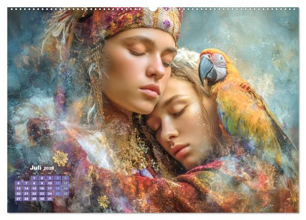 Produktbild: Zeichen der Liebe &ndash; Malerische Fantasiewerke (hochwertiger Premium Wandkalender 2026 DIN A2 quer), Kunstdruck in Hochglanz