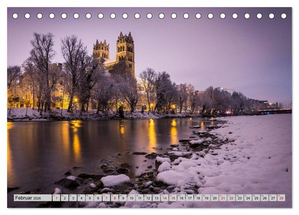 Produktbild: M&uuml;nchen - Lichter der Gro&szlig;stadt (Tischkalender 2026 DIN A5 quer), CALVENDO Monatskalender
