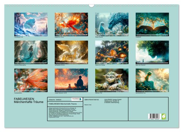 Produktbild: FABELWESEN M&auml;rchenhafte Tr&auml;ume (Wandkalender 2026 DIN A2 quer), CALVENDO Monatskalender