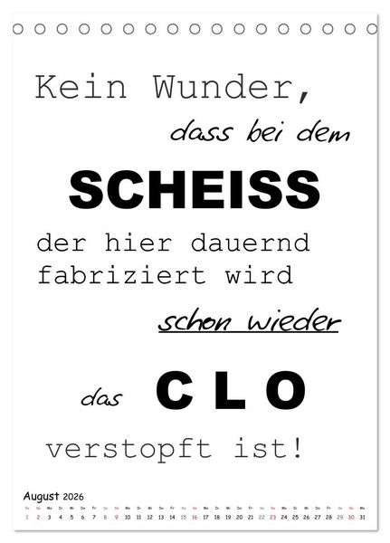 Produktbild: Typo-Kalender f&uuml;r das B&uuml;ro. Gemeine und lustige Spr&uuml;che (Tischkalender 2026 DIN A5 hoch), CALVENDO Monatskalender