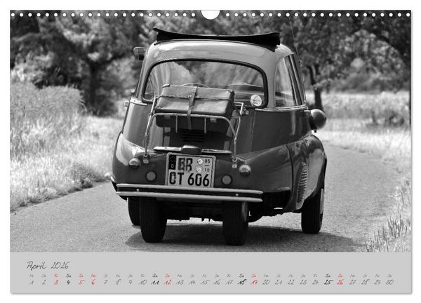 Produktbild: BMW Isetta 300 in schwarzwei&szlig; (Wandkalender 2026 DIN A3 quer), CALVENDO Monatskalender