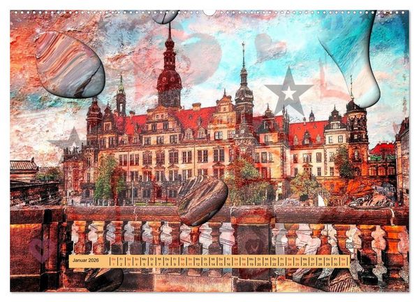 Produktbild: Gr&uuml;&szlig;e aus Dresden (hochwertiger Premium Wandkalender 2026 DIN A2 quer), Kunstdruck in Hochglanz