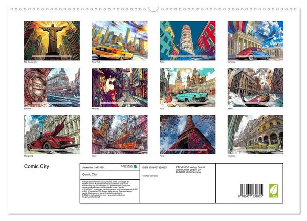 Produktbild: Comic City (hochwertiger Premium Wandkalender 2026 DIN A2 quer), Kunstdruck in Hochglanz