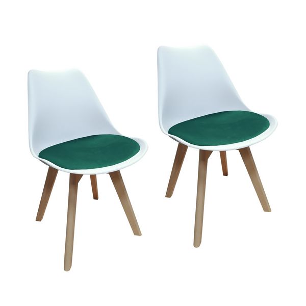 HTI-Living Stuhl Atlanta Weiß/Velvet Grün 2er-Set Stuhl Atlanta Weiß/Velvet Grün 2er-Set