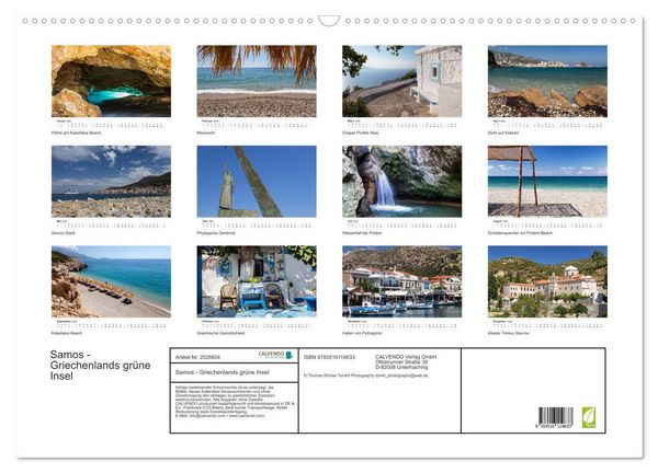Produktbild: Samos - Griechenlands gr&uuml;ne Insel (Wandkalender 2026 DIN A2 quer), CALVENDO Monatskalender