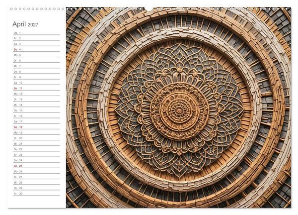Produktbild: Natural Mandalas - Kraftvolle KI Mandalas aus Naturmaterialien (Wandkalender 2027 DIN A2 quer), CALVENDO Monatskalender