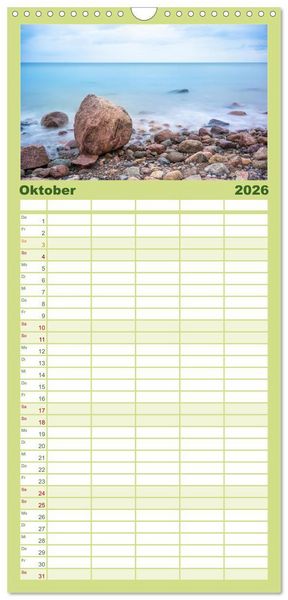 Produktbild: Familienplaner 2026 - Farben der Ostsee II mit 5 Spalten (Wandkalender, 21 x 45 cm) CALVENDO