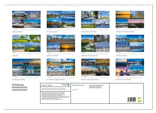 Produktbild: Schleswig-Holsteinische Impressionen (Wandkalender 2026 DIN A2 quer), CALVENDO Monatskalender