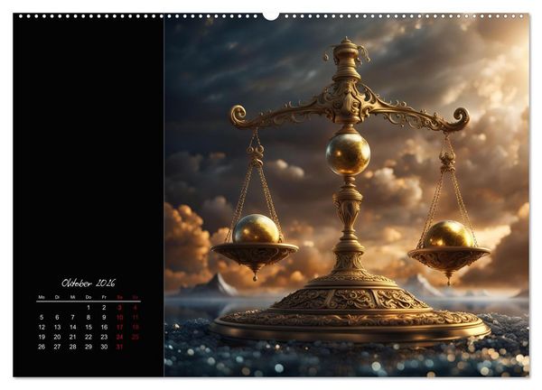 Produktbild: KI Tierkreiszeichen (hochwertiger Premium Wandkalender 2026 DIN A2 quer), Kunstdruck in Hochglanz