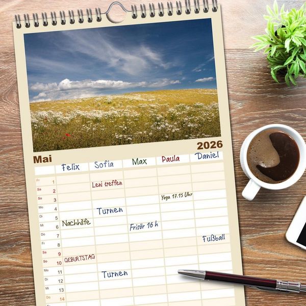 Produktbild: Familienplaner 2026 - Traumhaftes R&uuml;gen mit 5 Spalten (Wandkalender, 21 x 45 cm) CALVENDO