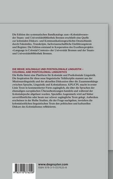 Produktbild: Der Bremer Bandkatalog &bdquo;Kolonialwesen&ldquo;