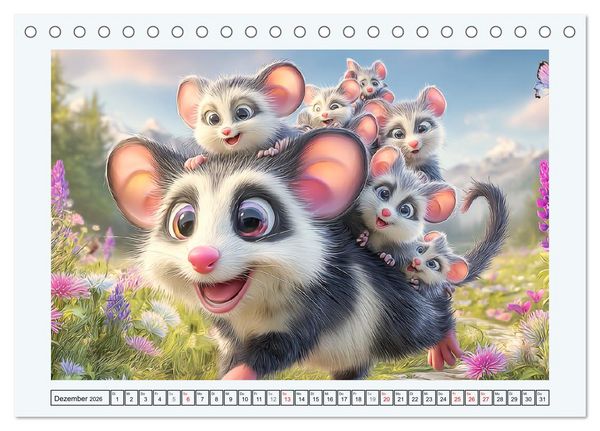 Produktbild: Oh, Possums! Cartoon-Abenteuer mit lustigen Beutelratten (Tischkalender 2026 DIN A5 quer), CALVENDO Monatskalender