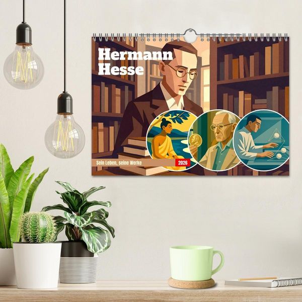 Produktbild: Hermann Hesse. Sein Leben, seine Werke (Wandkalender 2026 DIN A4 quer), CALVENDO Monatskalender
