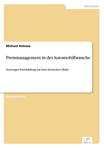 Produktbild: Preismanagement in der Automobilbranche