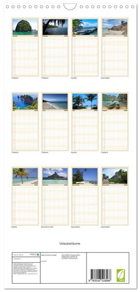 Produktbild: Familienplaner 2026 - Urlaubstr&auml;ume mit 5 Spalten (Wandkalender, 21 x 45 cm) CALVENDO