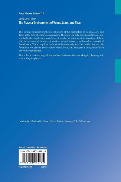 Produktbild: The Plasma Environment of Venus, Mars and Titan