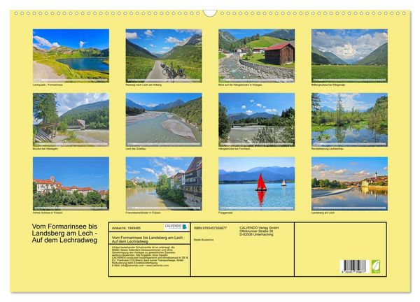 Produktbild: Vom Formarinsee bis Landsberg am Lech - Auf dem Lechradweg (Wandkalender 2026 DIN A2 quer), CALVENDO Monatskalender