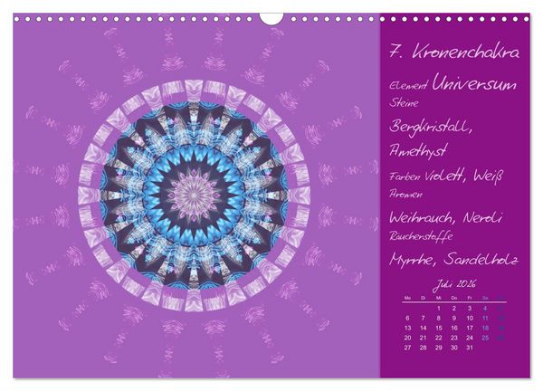 Produktbild: Kleine Chakrenlehre (Wandkalender 2026 DIN A3 quer), CALVENDO Monatskalender