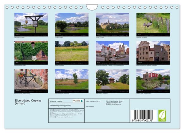 Produktbild: Elberadweg Coswig (Anhalt) (Wandkalender 2026 DIN A4 quer), CALVENDO Monatskalender