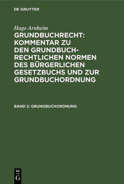 Produktbild: Grundbuchordnung
