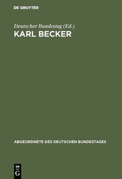 Karl Becker, Gebundene Ausgabe von , De Gruyter Oldenbourg, 9783486419313