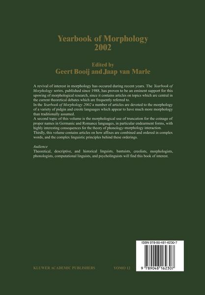 Produktbild: Yearbook of Morphology 2002