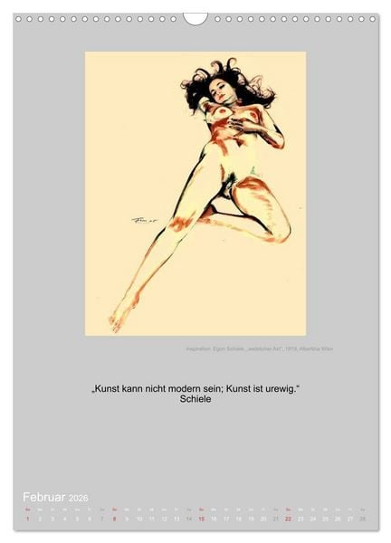Produktbild: EROTISCHE BODYPAINTING ZITATE - HOMMAGE AN KLIMT, SCHIELE UND PICASSO (Wandkalender 2026 DIN A3 hoch), CALVENDO Monatskalender