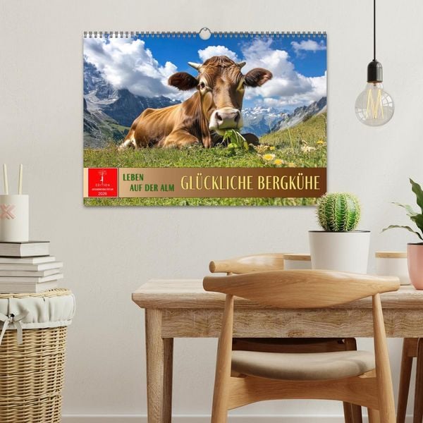 Produktbild: Gl&uuml;ckliche Bergk&uuml;he - Leben auf der Alm (Wandkalender 2026 DIN A3 quer), CALVENDO Monatskalender