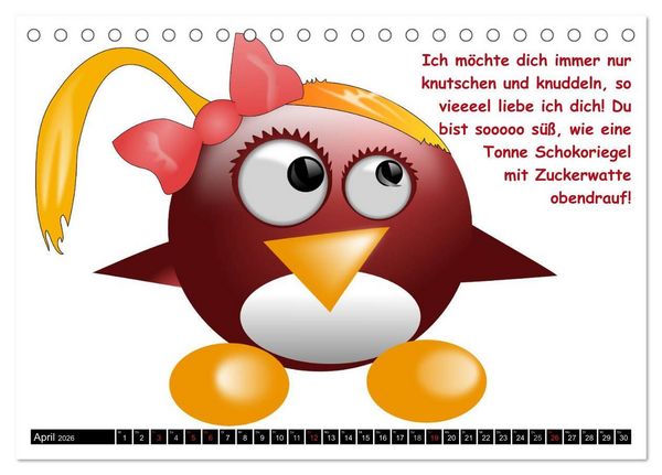 Produktbild: Pinguine im siebten Himmel! (Tischkalender 2026 DIN A5 quer), CALVENDO Monatskalender
