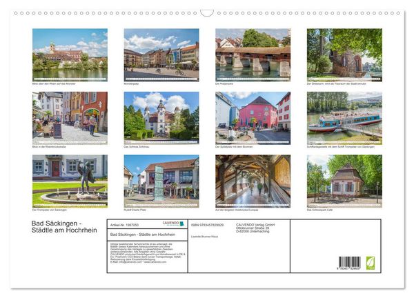 Produktbild: Bad S&auml;ckingen - St&auml;dtle am Hochrhein (Wandkalender 2026 DIN A2 quer), CALVENDO Monatskalender