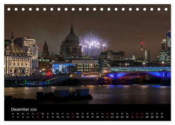 Produktbild: London - Nachts an der Themse (Tischkalender 2026 DIN A5 quer), CALVENDO Monatskalender