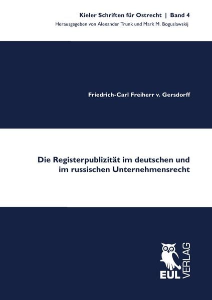 Produktbild: Die Registerpublizit&auml;t im deutschen und im russischen Unternehmensrecht