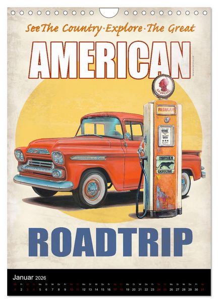 Produktbild: Drive America Plakate (Wandkalender 2026 DIN A4 hoch), CALVENDO Monatskalender