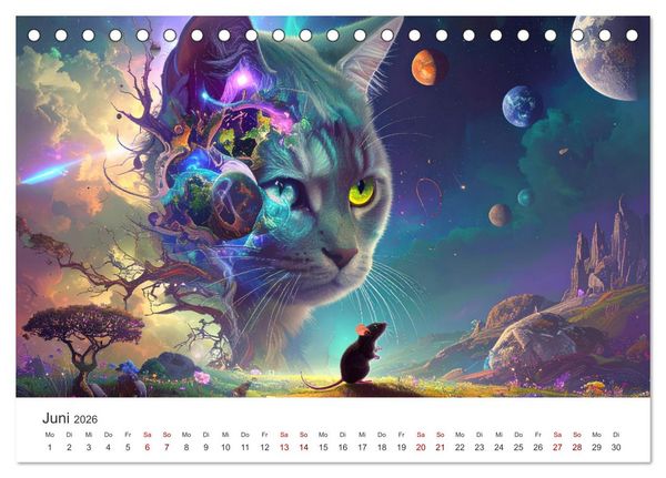 Produktbild: Kunst Katzen (Tischkalender 2026 DIN A5 quer), CALVENDO Monatskalender