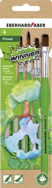 Produktbild: EBERHARD FABER Set Synthetik Green Winner Rundpinsel/Flachpinsel Gr&ouml;&szlig;e 4/6/8/12 4 Teile