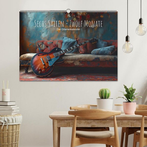 Produktbild: Sechs Saiten, Zw&ouml;lf Monate - Der Gitarrenkalender (Wandkalender 2026 DIN A2 quer), CALVENDO Monatskalender