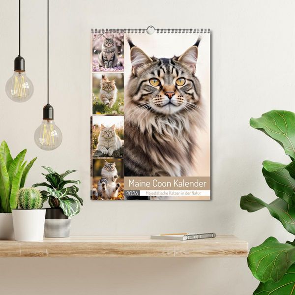 Produktbild: Maine Coon Kalender - Majest&auml;tische Katzen in der Natur (Wandkalender 2026 DIN A3 hoch), CALVENDO Monatskalender