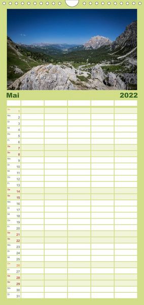 Produktbild: Familienplaner Meine Sicht der Alpen (Wandkalender 2022 , 21 cm x 45 cm, hoch)