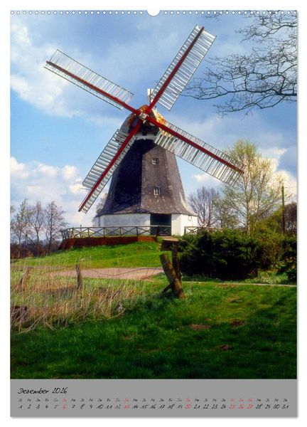 Produktbild: Windm&uuml;hlen in Norddeutschland (Wandkalender 2026 DIN A2 hoch), CALVENDO Monatskalender