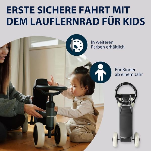 Produktbild: HUDORA 10914 - Laufrad Steppy 6 shadow, Lauflernrad f&uuml;r Kinder von 73-80 cm, Sitzh&ouml;he: 22,5 cm