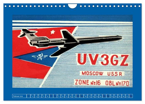 Produktbild: &Uuml;ber den Wolken - Flugzeuge des 20. Jahrhunderts auf Amateurfunkkarten (Wandkalender 2026 DIN A4 quer), CALVENDO Monatskalender