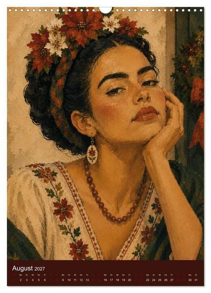 Produktbild: Freude im Haar. Leid im Herzen. Eine Hommage an Frida Kahlo (Wandkalender 2027 DIN A3 hoch), CALVENDO Monatskalender