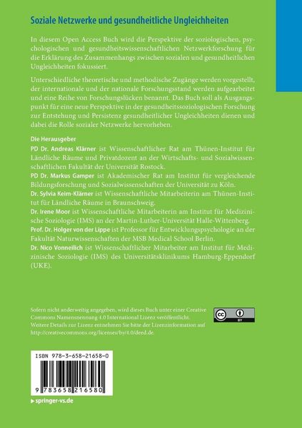 Produktbild: Soziale Netzwerke und gesundheitliche Ungleichheiten