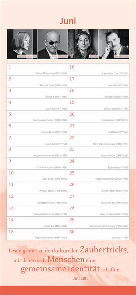 Produktbild: Der literarische Geburtstagskalender - Mit Geburtstagskindern und Zitaten